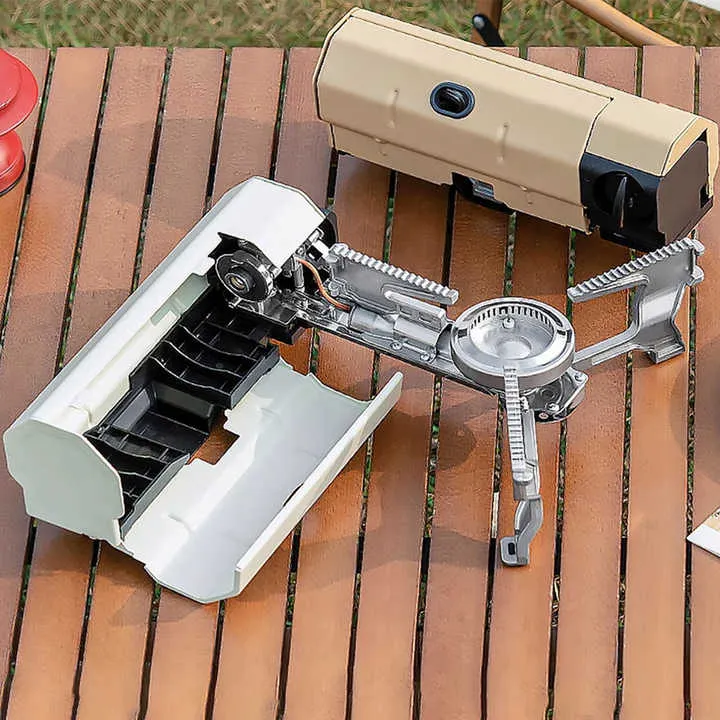وعاء صغير خفيف الوزن قابل للطي ومحمول بوقود للتخييم Small Lightweight Outdoor Folding Portable Butane Fuel Camping Stove