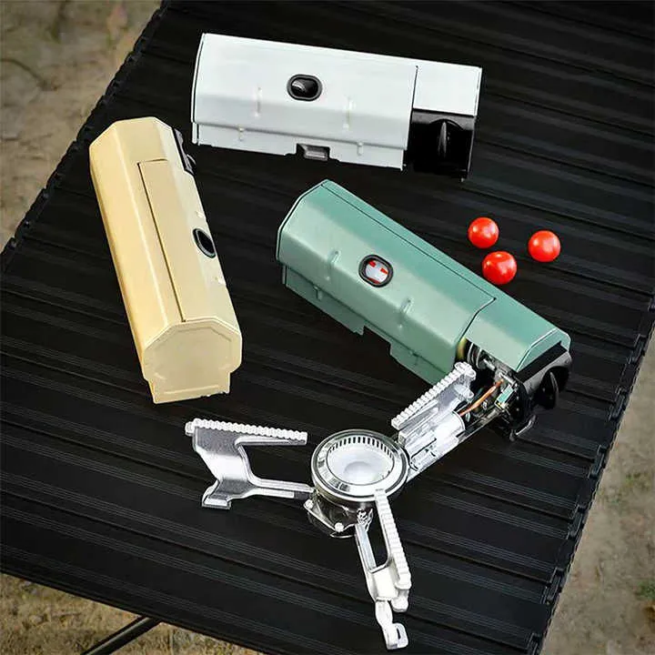 وعاء صغير خفيف الوزن قابل للطي ومحمول بوقود للتخييم Small Lightweight Outdoor Folding Portable Butane Fuel Camping Stove