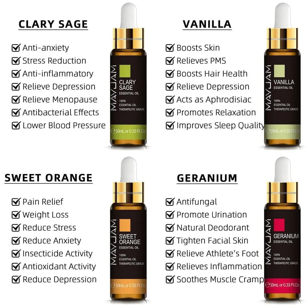 10ml Pure Plant Essential Oil for Humidifier Diffusers Mint Lavender Tea Tree