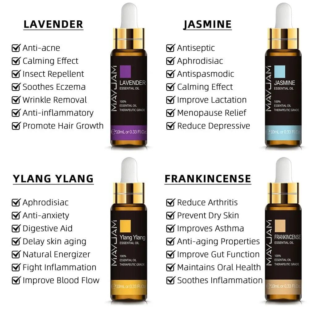 10ml Pure Plant Essential Oil for Humidifier Diffusers Mint Lavender Tea Tree