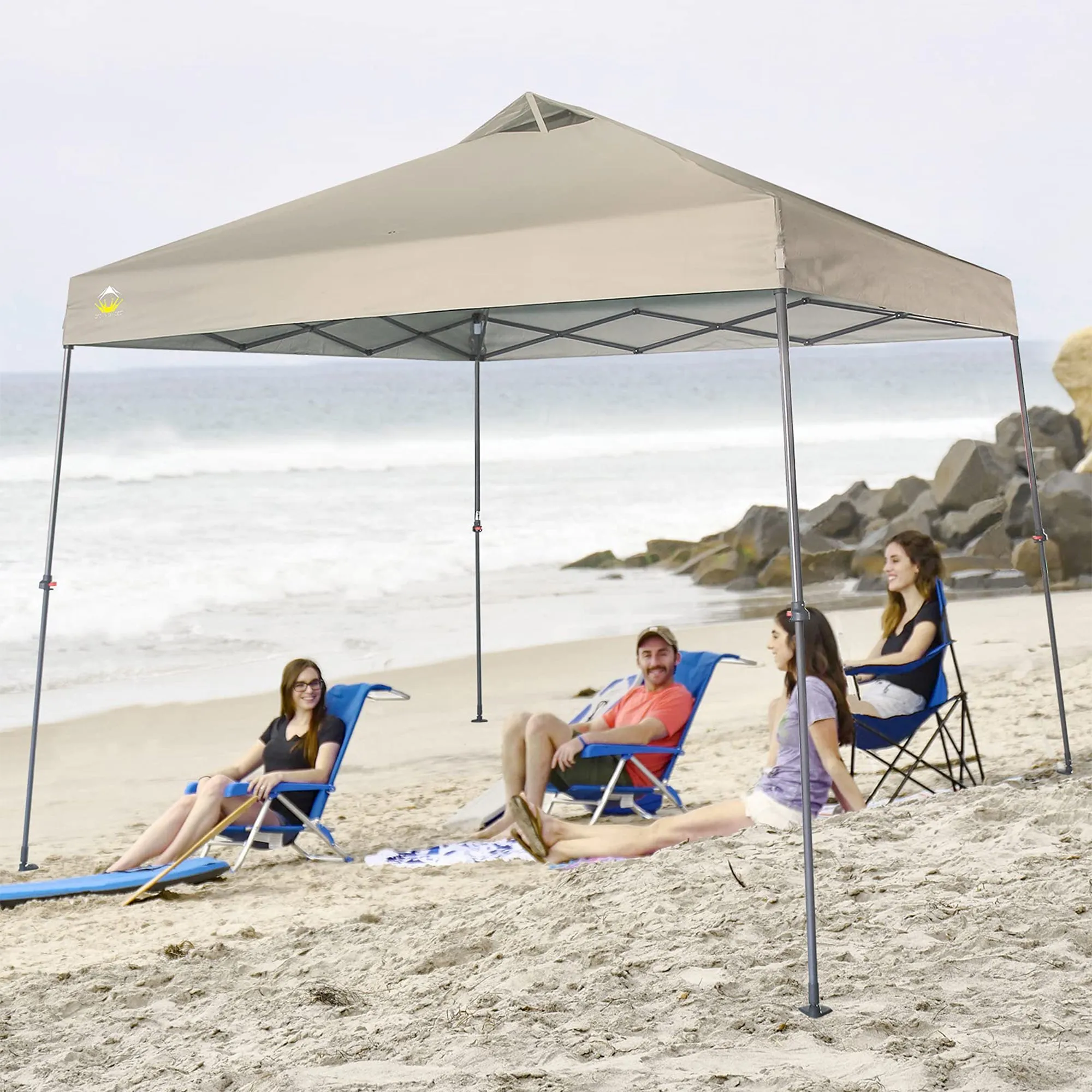11' x 11' Base 9' x 9' Top Instant Pop Up Canopy w/Carry Bag, Beige (Open Box)