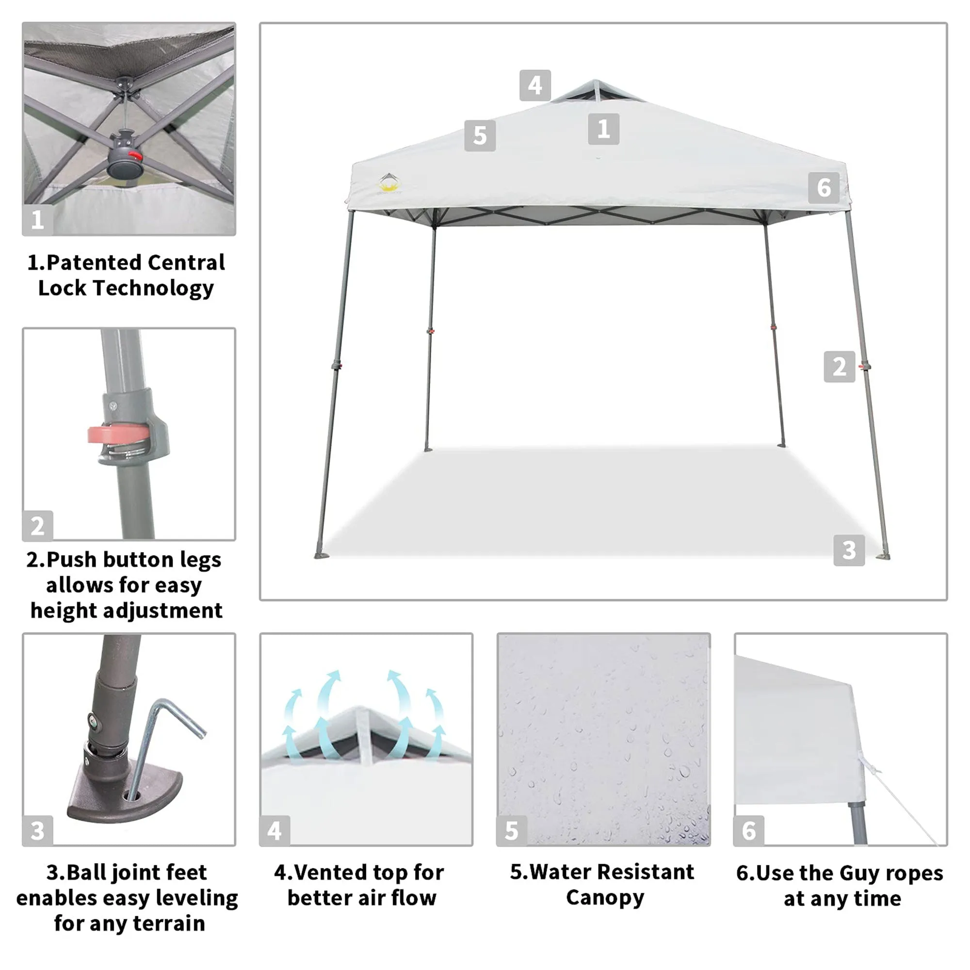 11' x 11' Base 9' x 9' Top Instant Pop Up Canopy w/Carry Bag, White (Open Box)