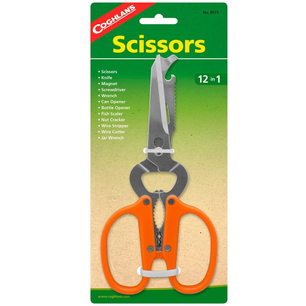 12 In 1 Camping Scissors Stainless Steel Multi Tool Shears Can Opener Coghlans
