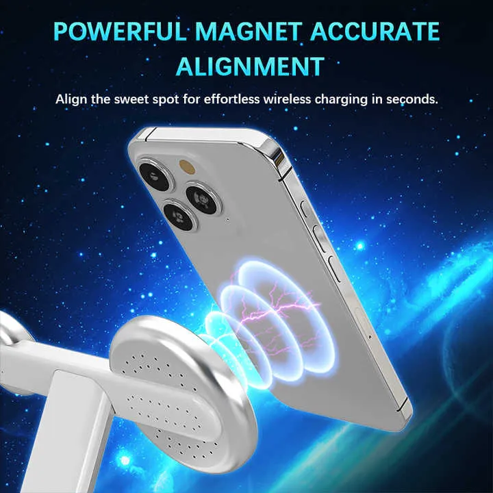15 واط 3 في 1 حامل لهاتف آيفون 12 13 برو . 15W 3 in 1 Stand for iPhone 12 13 Pro Max for Apple