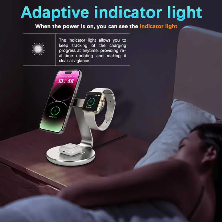 15 واط 3 في 1 حامل لهاتف آيفون 12 13 برو . 15W 3 in 1 Stand for iPhone 12 13 Pro Max for Apple