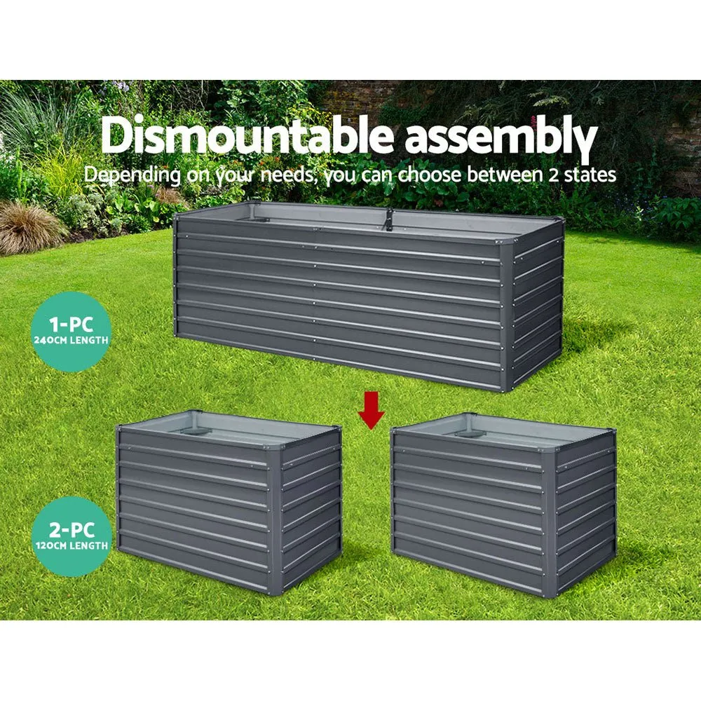 240X80X77CM Galvanised Raised Steel Instant Planter 2N1