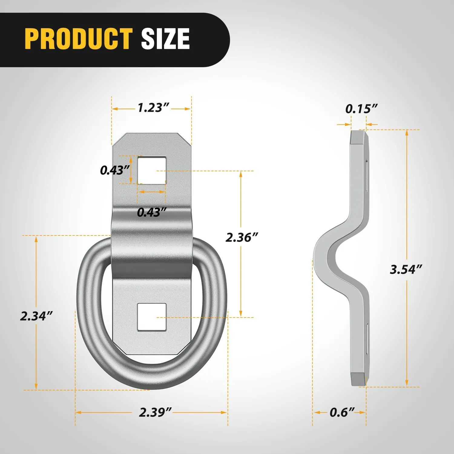 3/8 inch D-Rings Heavy Duty Truck Tie Down Anchors Silver