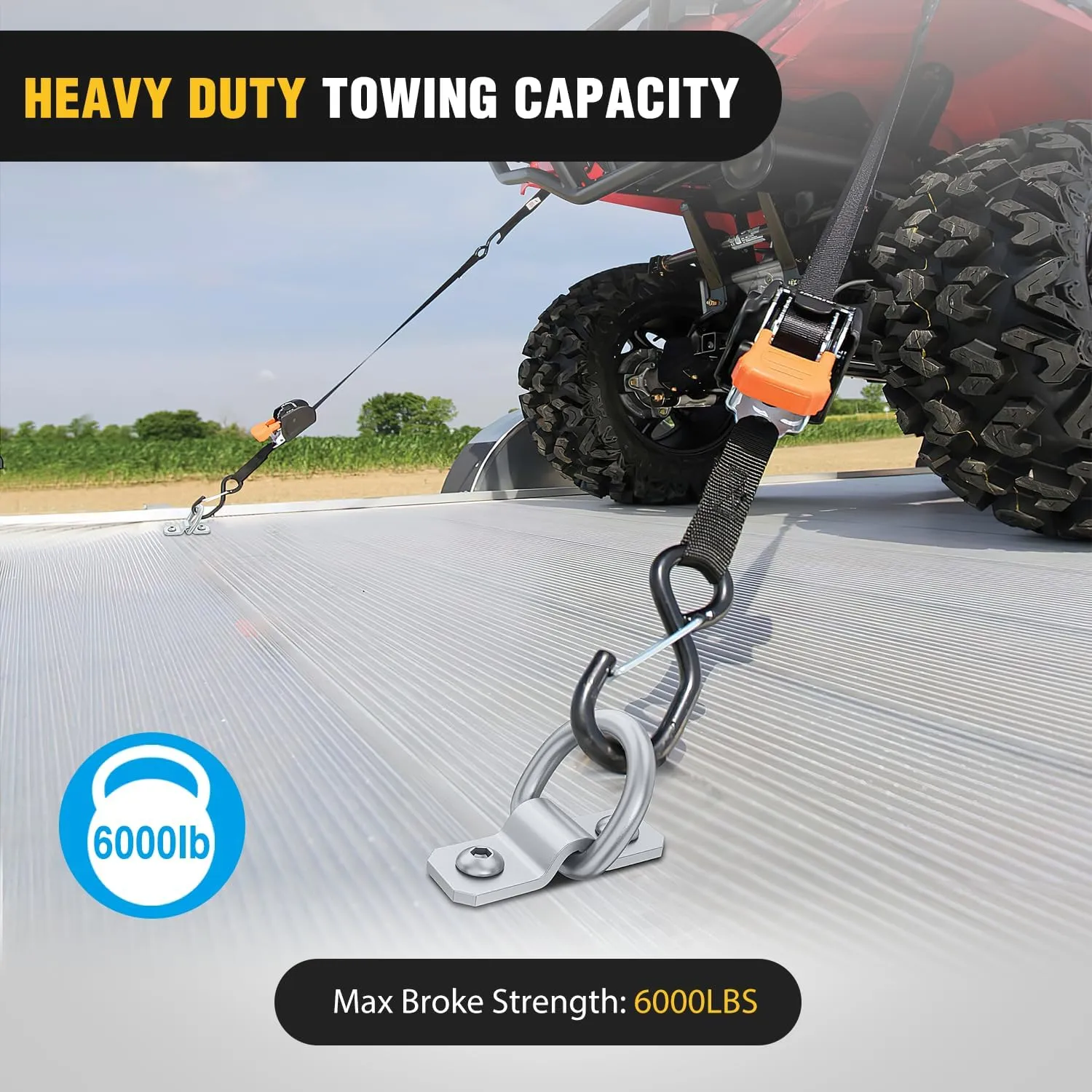 3/8 inch D-Rings Heavy Duty Truck Tie Down Anchors Silver