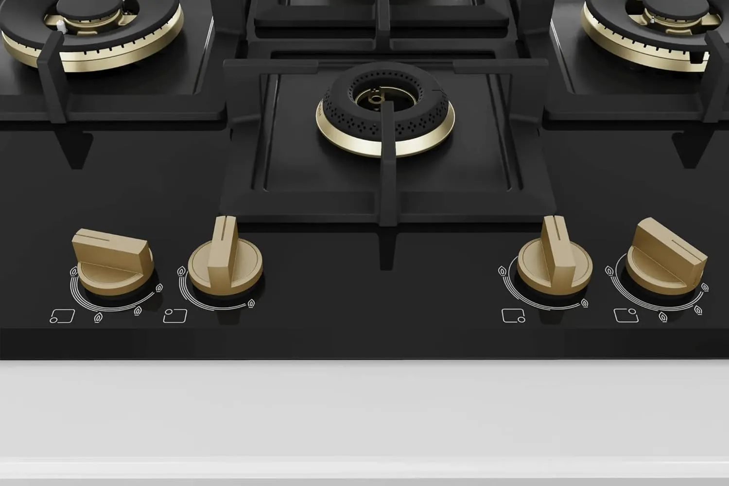 Bosch PNI7B6G20I 75 cm Built-in Gas Hob  4 Burner, Full Brass 3D Ring Burners, Auto Ignition, Tempered Glass, Cast Iron Pan Supports, Black