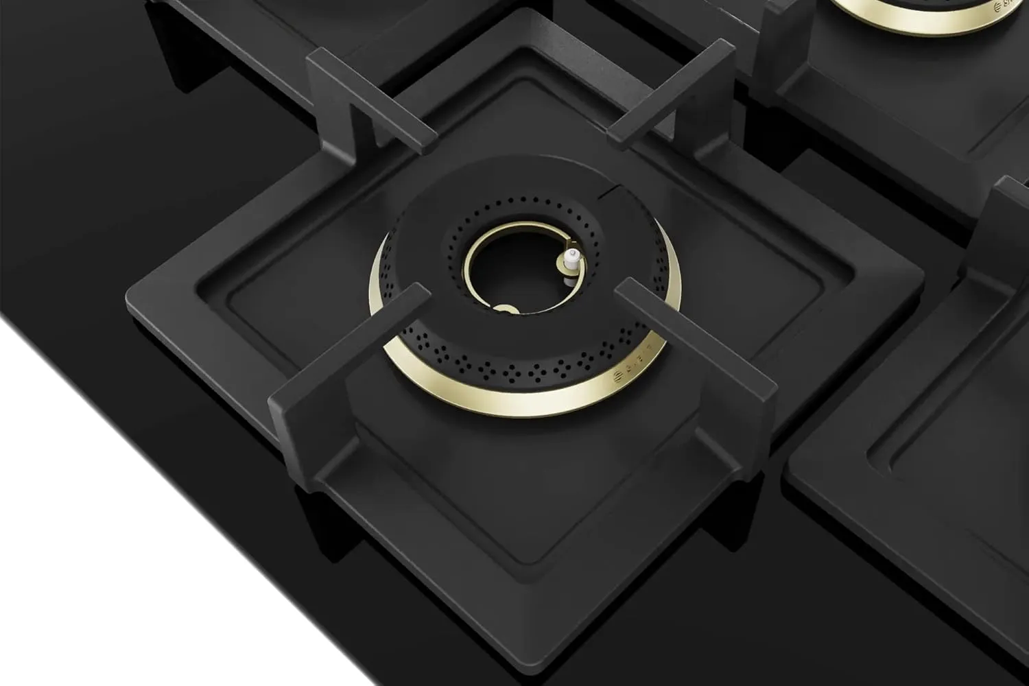 Bosch PNI7B6G20I 75 cm Built-in Gas Hob  4 Burner, Full Brass 3D Ring Burners, Auto Ignition, Tempered Glass, Cast Iron Pan Supports, Black