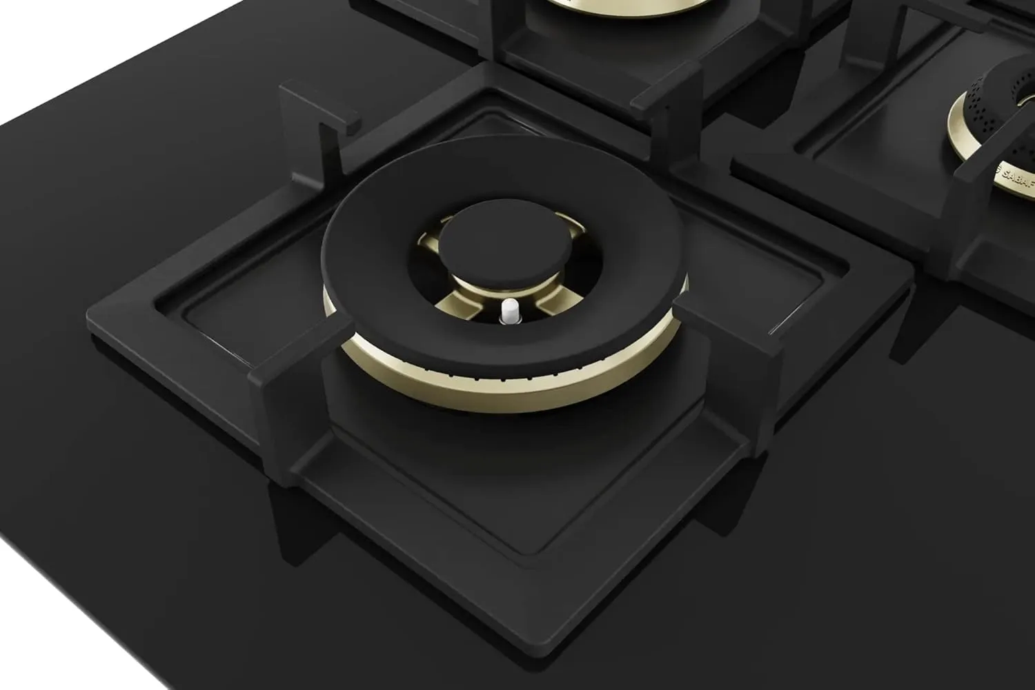 Bosch PNI7B6G20I 75 cm Built-in Gas Hob  4 Burner, Full Brass 3D Ring Burners, Auto Ignition, Tempered Glass, Cast Iron Pan Supports, Black