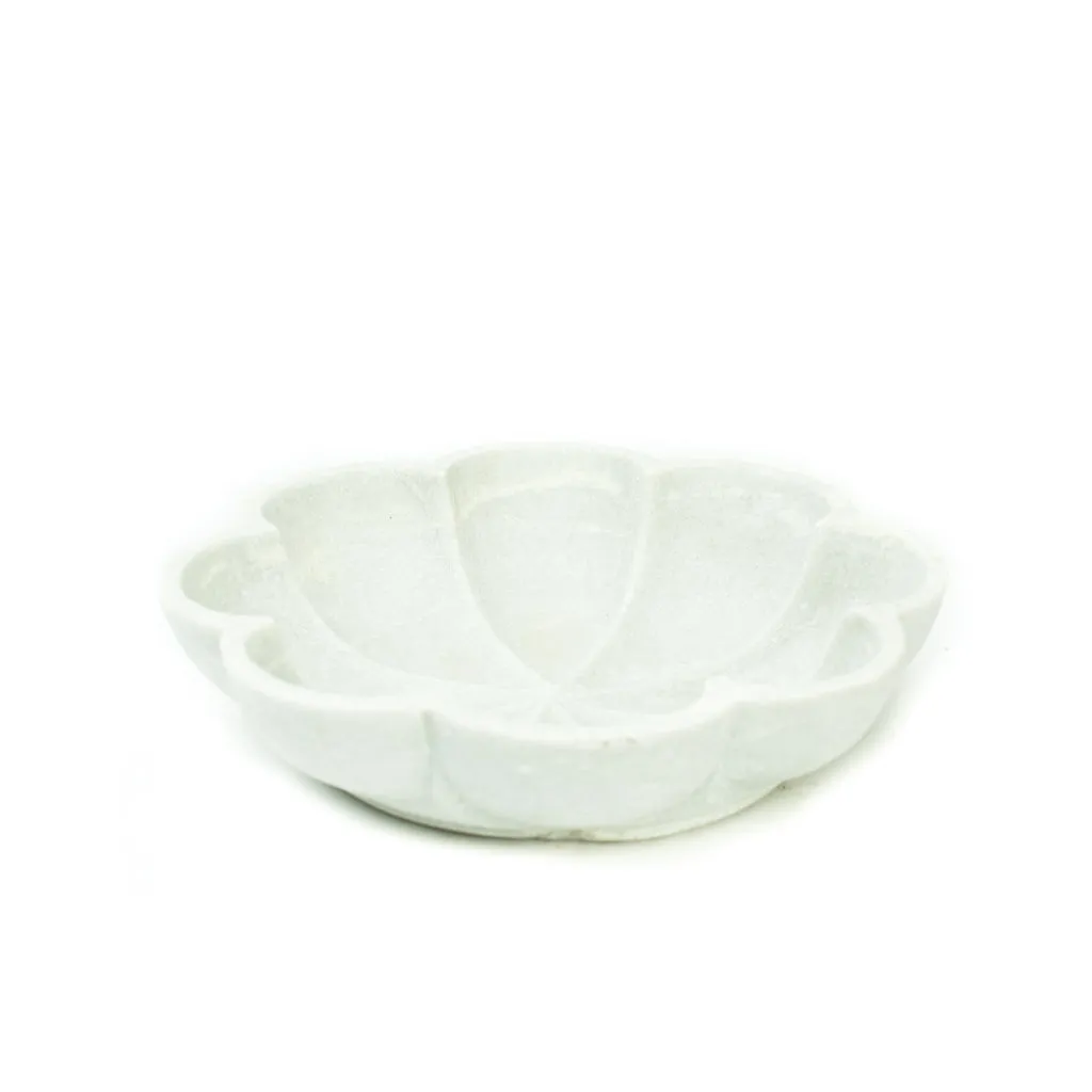 Carved Marble Scalloped Bowl
