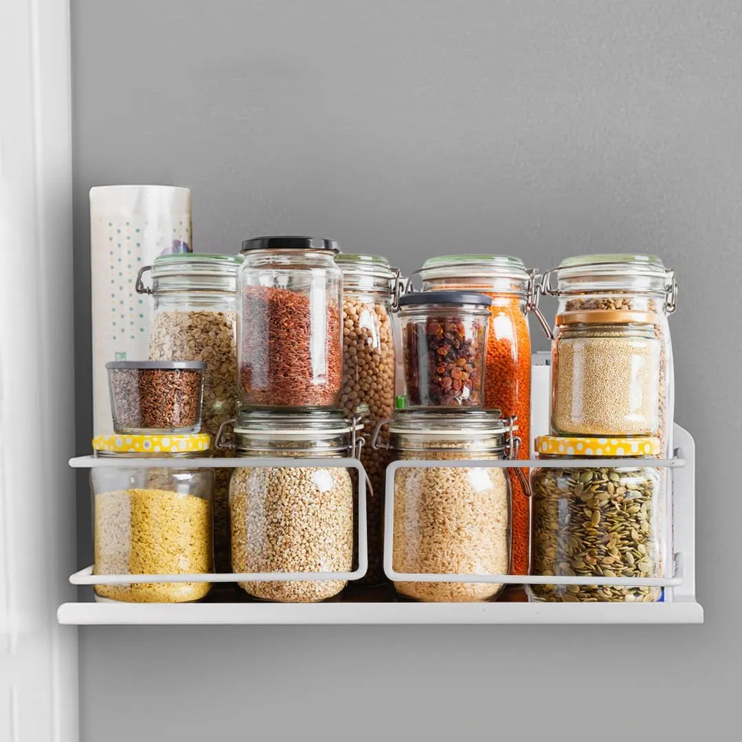 CHESTON Magnetic Carbon Storage with Magnetic Hooks and Durable Organizer for Metal Surfaces: Refrigerators, Microwaves & Metal Almirah (Set of 3)