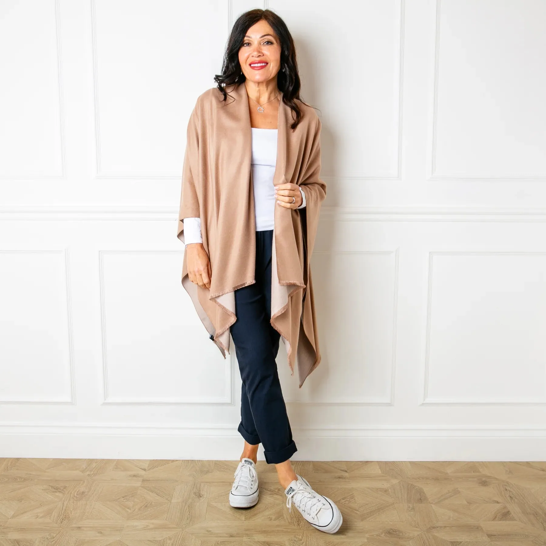 Fudge Brown Tess Reversible Poncho Wrap by Tilley & Grace