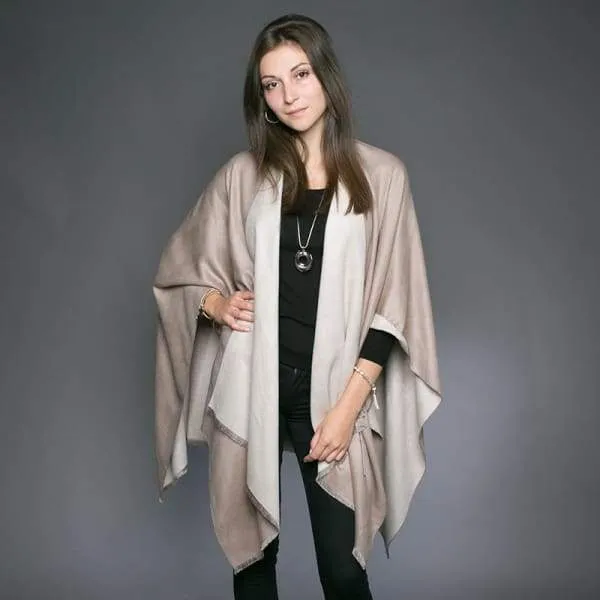 Fudge Brown Tess Reversible Poncho Wrap by Tilley & Grace