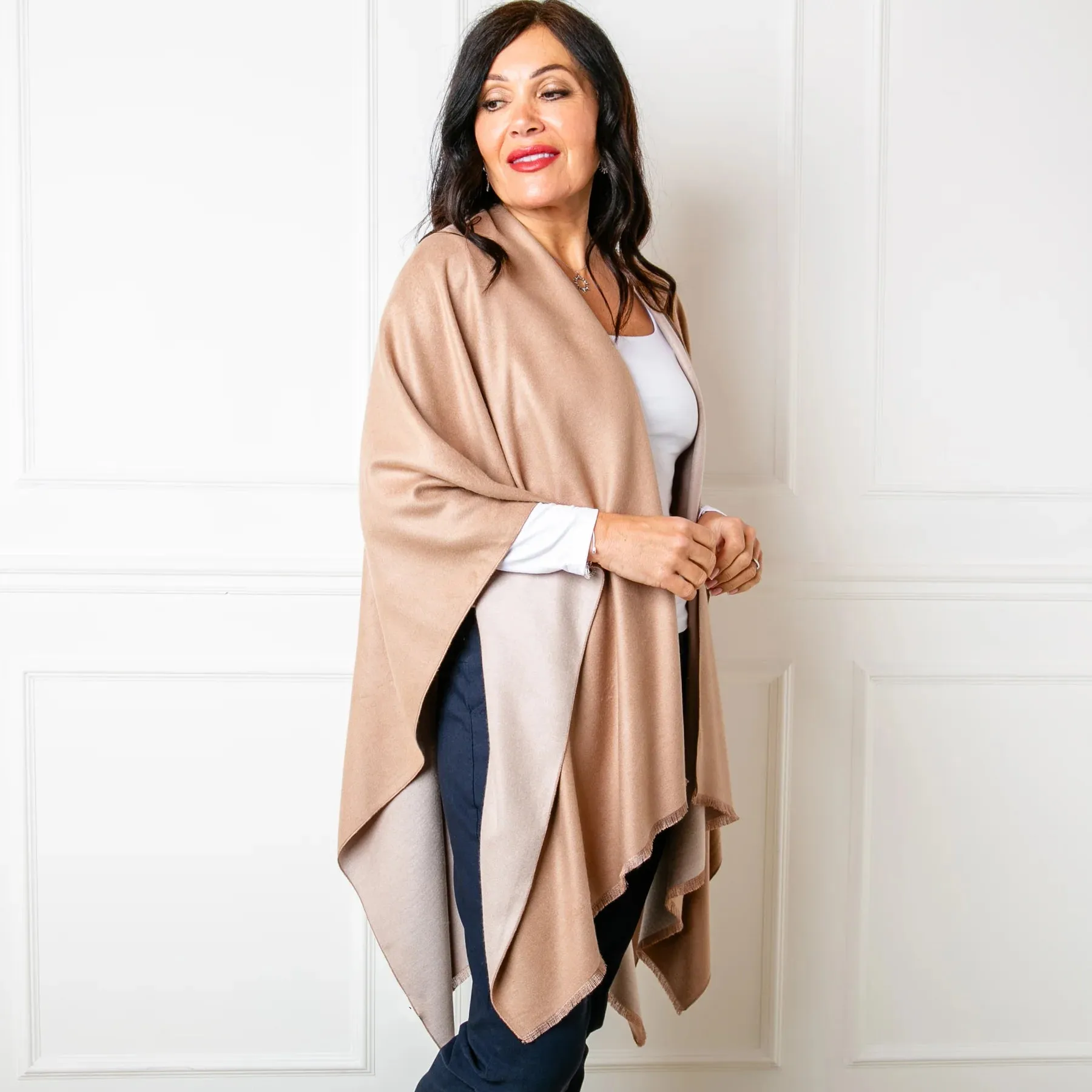 Fudge Brown Tess Reversible Poncho Wrap by Tilley & Grace