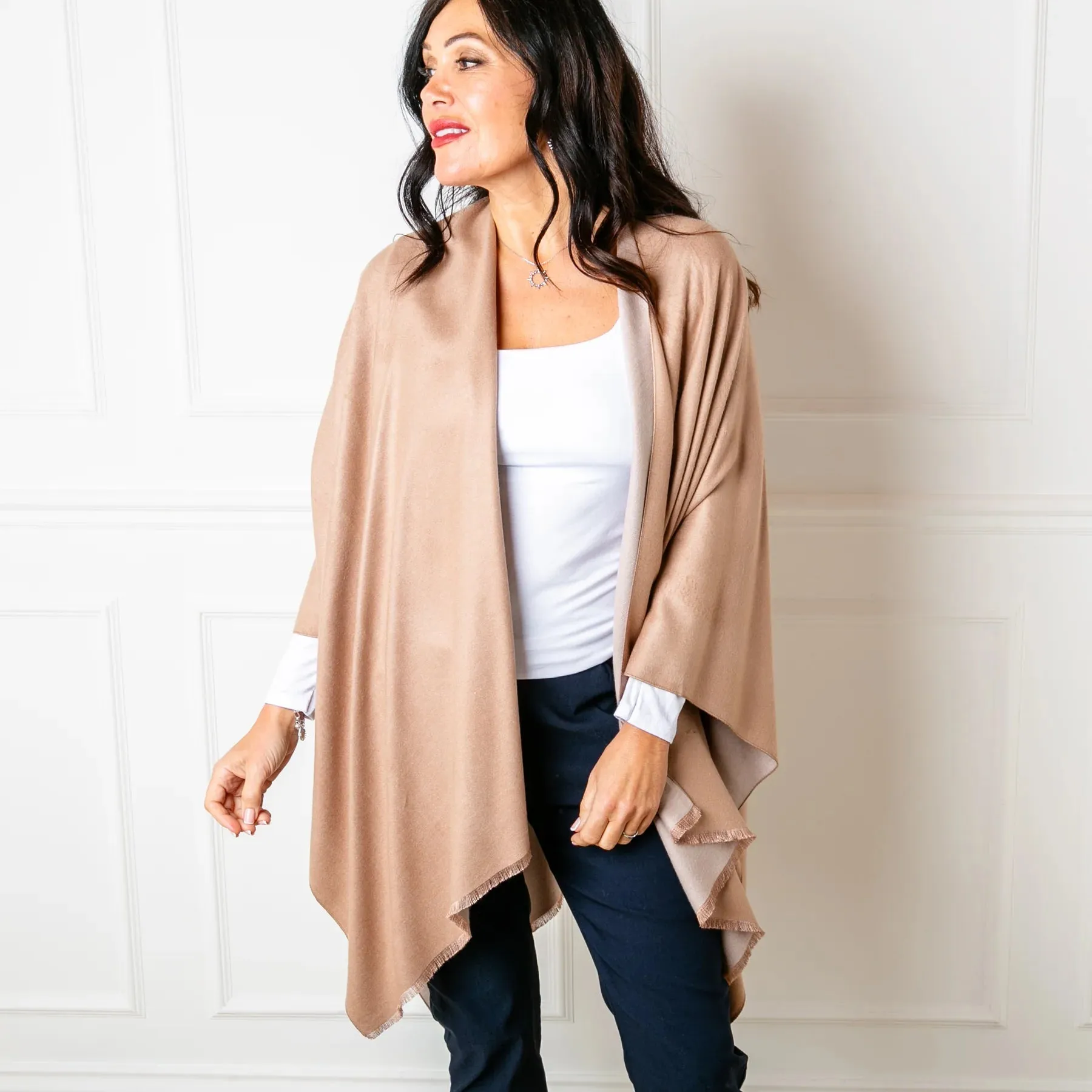 Fudge Brown Tess Reversible Poncho Wrap by Tilley & Grace