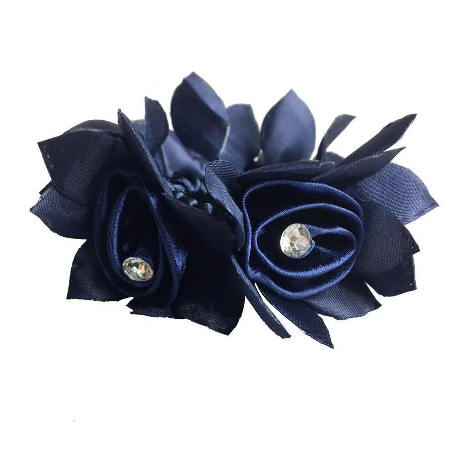 Hamag Rose Petal Hair Scrunchie with Crystals
