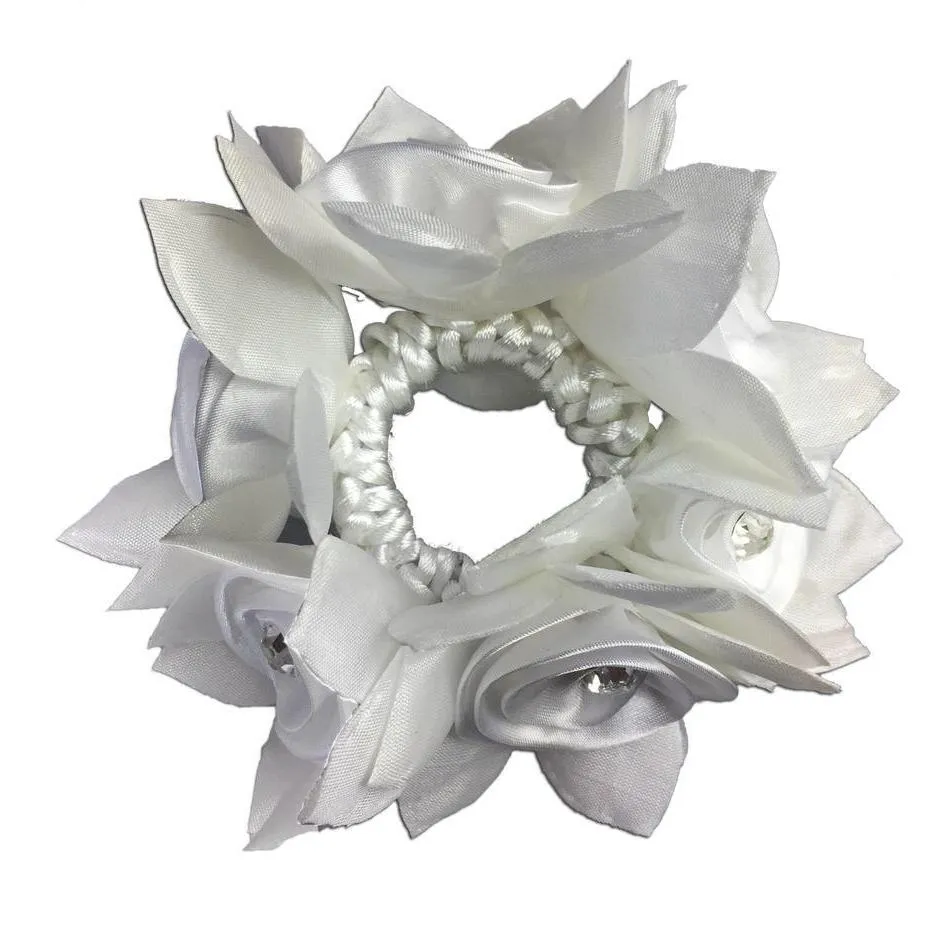 Hamag Rose Petal Hair Scrunchie with Crystals