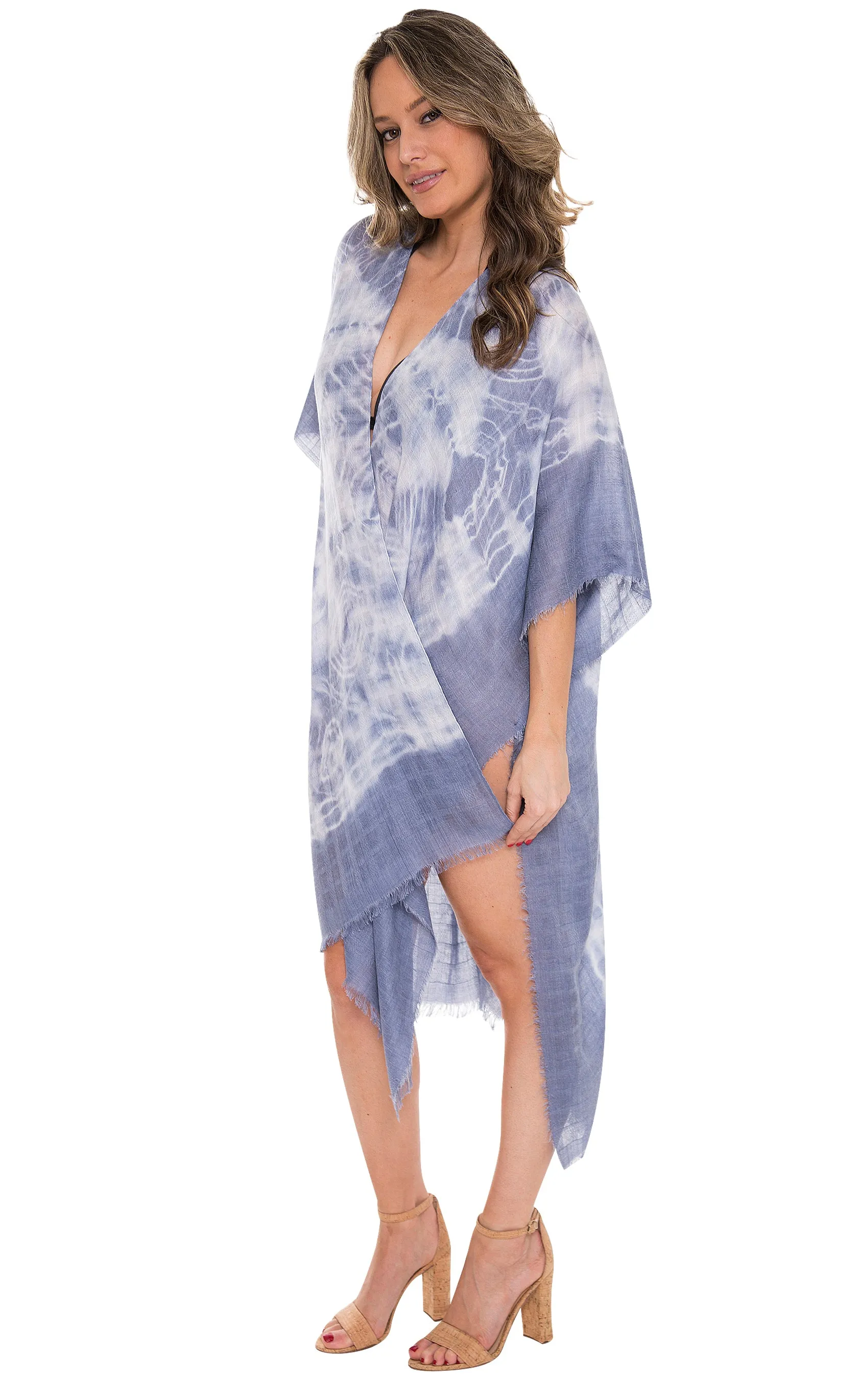 JP1592 Tie-Dye Print Design Kimono