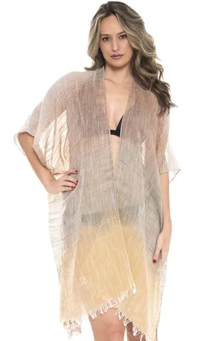 JP1615 Three Tone Ombre W/ Fringe  Kimono