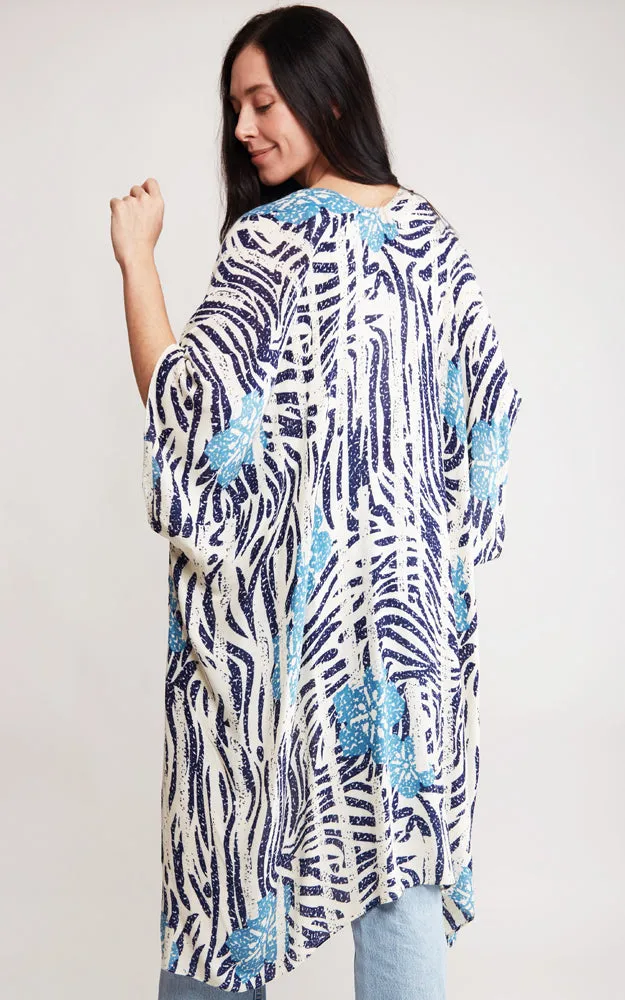 JP2116 Zebra Pattern Design Cover Up Kimono