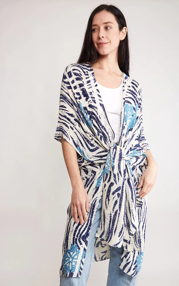 JP2116 Zebra Pattern Design Cover Up Kimono