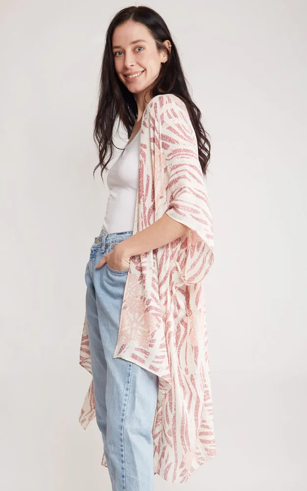 JP2116 Zebra Pattern Design Cover Up Kimono