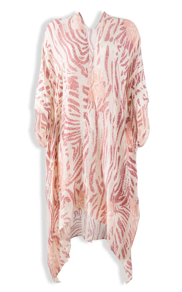 JP2116 Zebra Pattern Design Cover Up Kimono