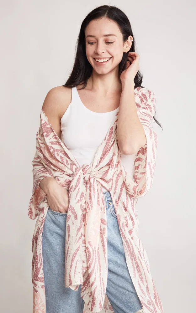JP2116 Zebra Pattern Design Cover Up Kimono