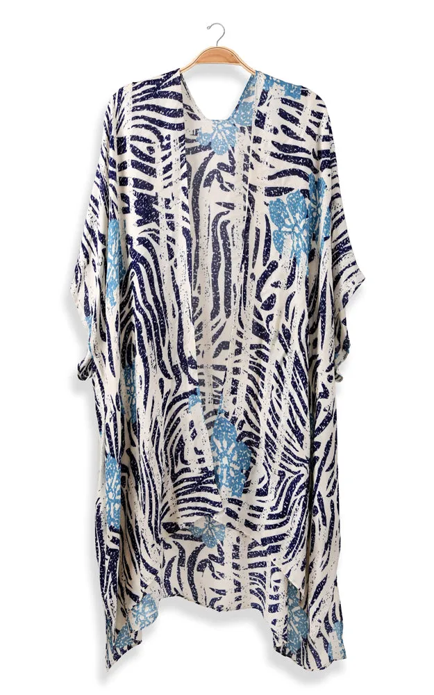 JP2116 Zebra Pattern Design Cover Up Kimono