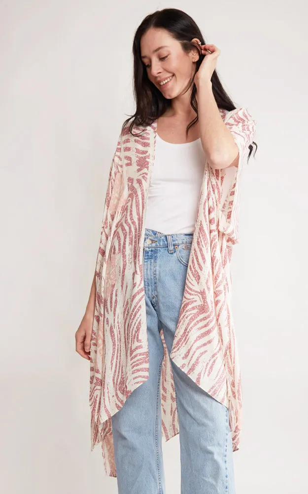 JP2116 Zebra Pattern Design Cover Up Kimono