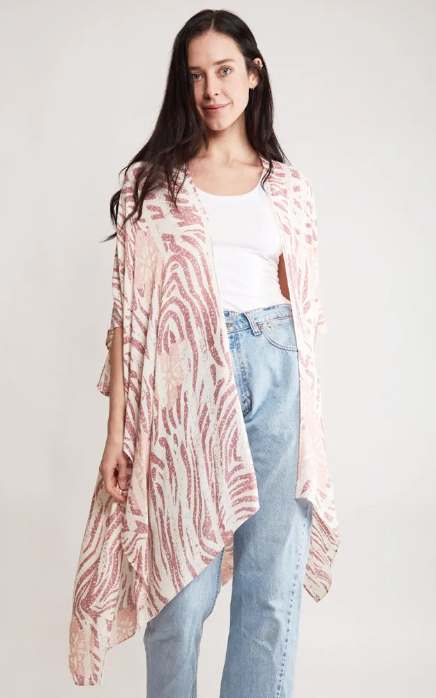 JP2116 Zebra Pattern Design Cover Up Kimono