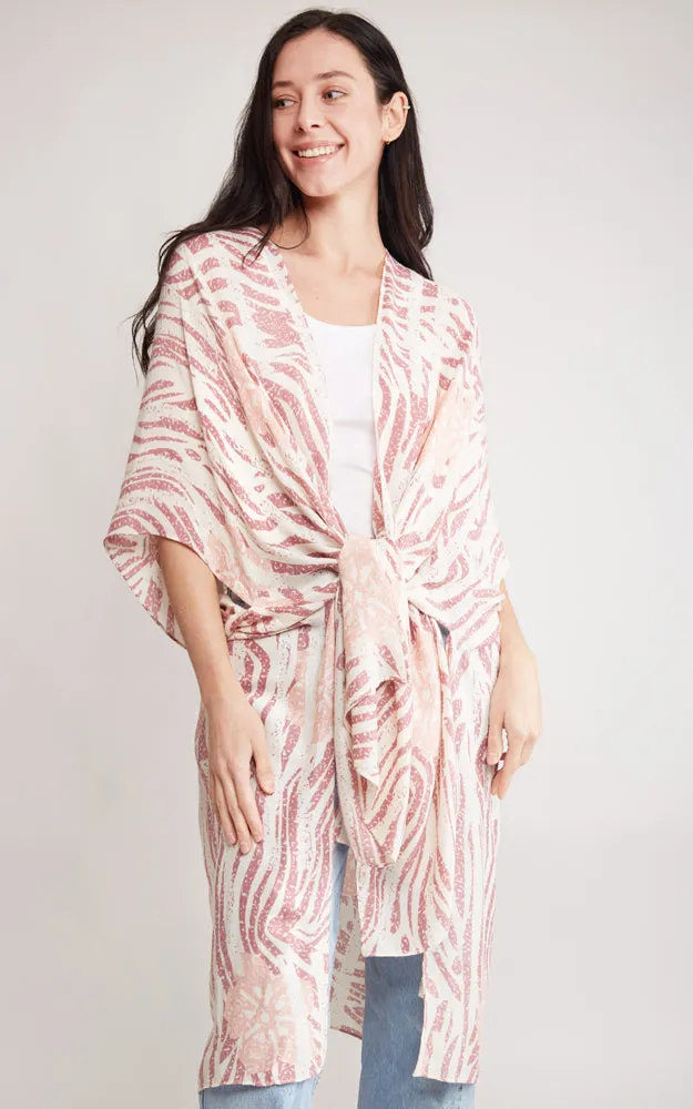 JP2116 Zebra Pattern Design Cover Up Kimono
