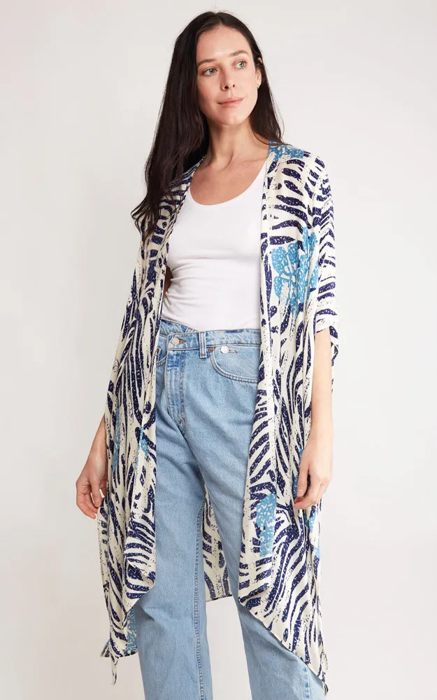 JP2116 Zebra Pattern Design Cover Up Kimono