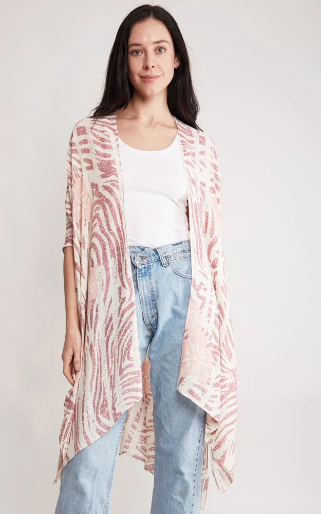 JP2116 Zebra Pattern Design Cover Up Kimono