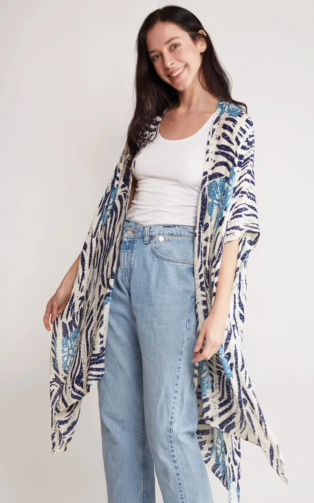 JP2116 Zebra Pattern Design Cover Up Kimono