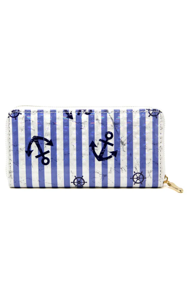 LOA192 Anchor Print 3D Hologram Clutch Wallet