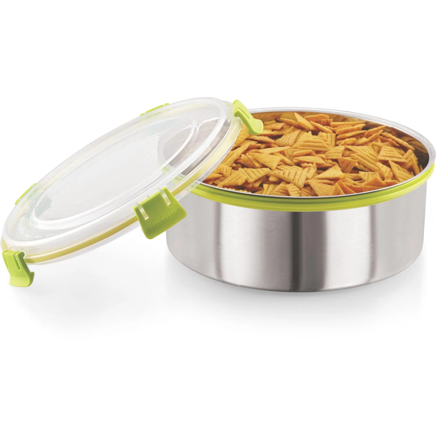 Magnus Klip Lock Stainless Steel Airtight Leakproof Storage Container Set, 1750 ML Each, Set of 10 – Kitchen Accessories Items, Lunch Box, Lunch Boxes for Office Men