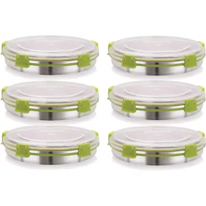 Magnus Klip Lock Stainless Steel Airtight Leakproof Storage Container Set of 6, 800 ML Each - Kitchen Accessories Items, Ideal Lunch Box, Perfect Lunch Boxes for Office Men