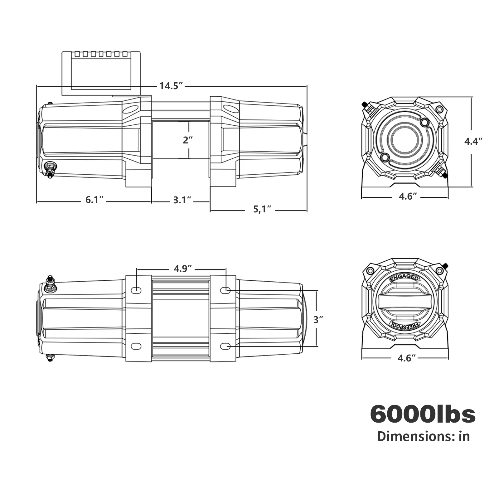 OPENROAD 6000lbs 12 Volts Electric Winch, Winch for UTV