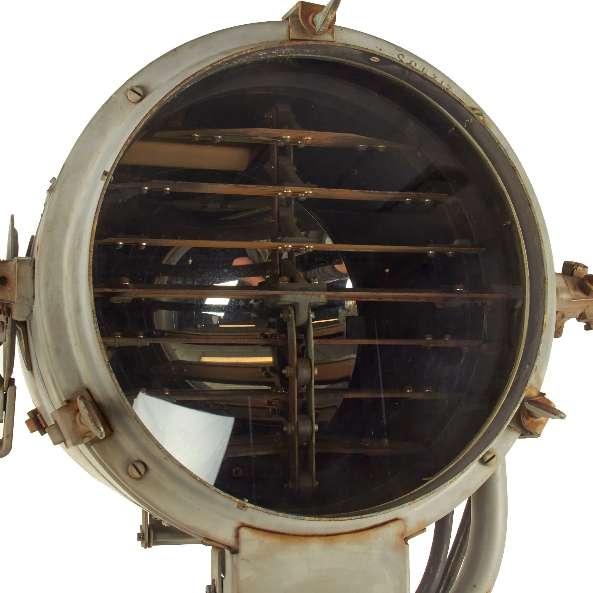 Original U.S. WWII 1945 Dated Navy 12 Inch Signaling Search Light with Pedestal Mount by General Electric - Model 95313