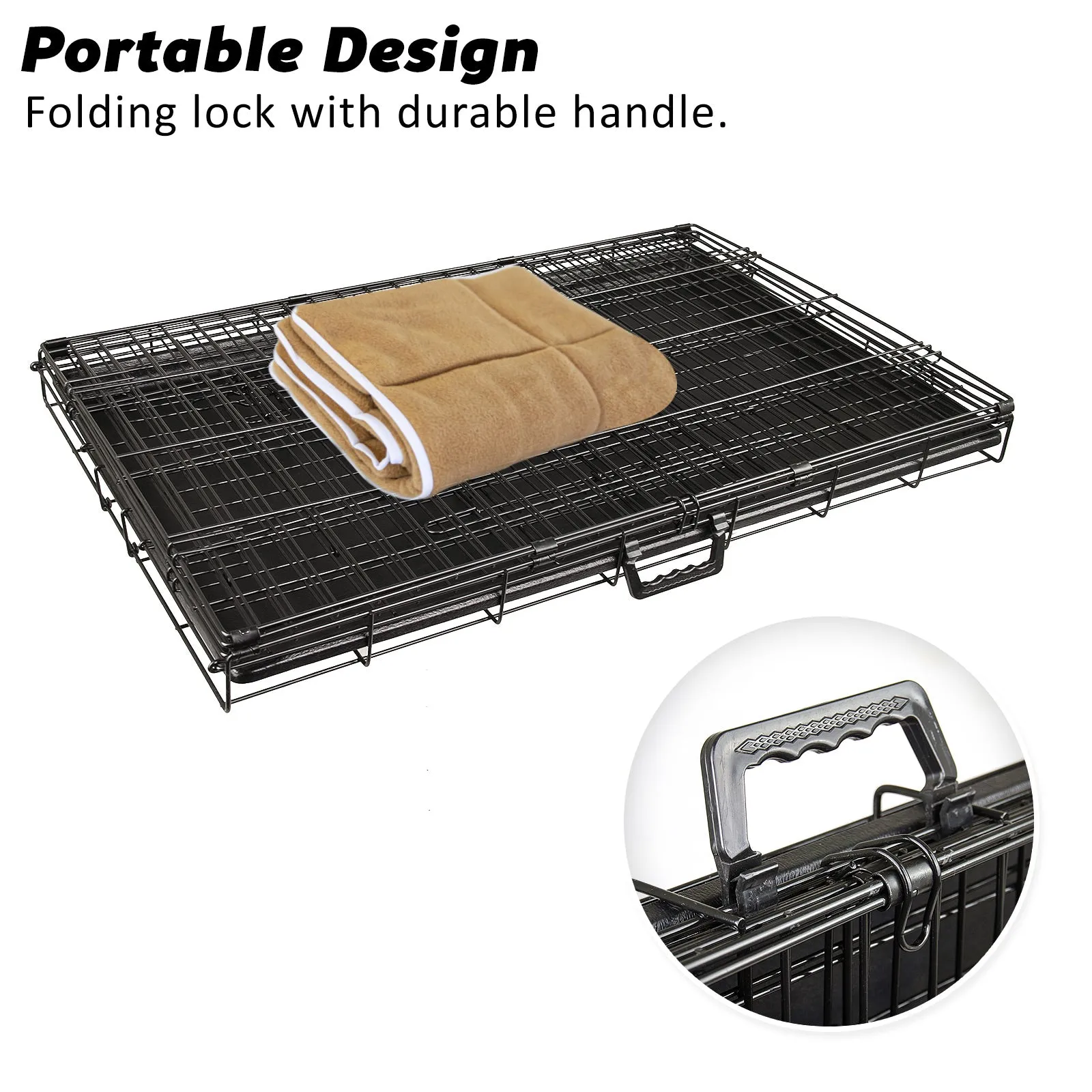 Paw Mate Wire Dog Cage Foldable Crate Kennel 42in with Tray   Cushion Mat Combo