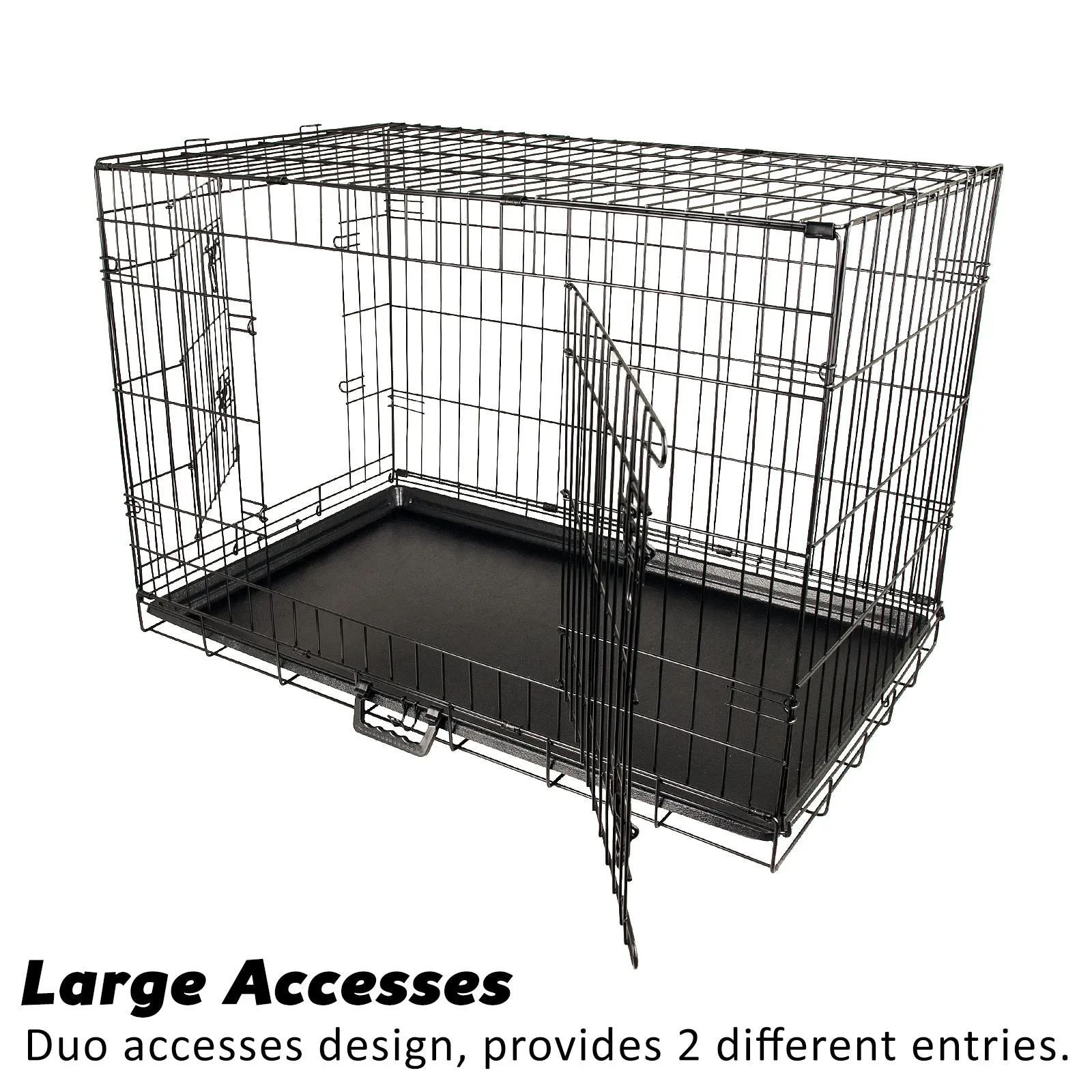 Paw Mate Wire Dog Cage Foldable Crate Kennel 42in with Tray   Cushion Mat Combo