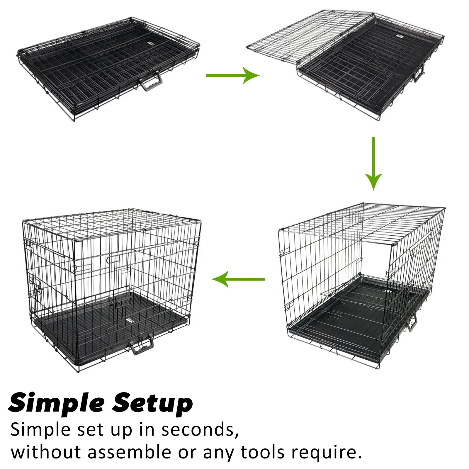 Paw Mate Wire Dog Cage Foldable Crate Kennel 42in with Tray   Cushion Mat Combo