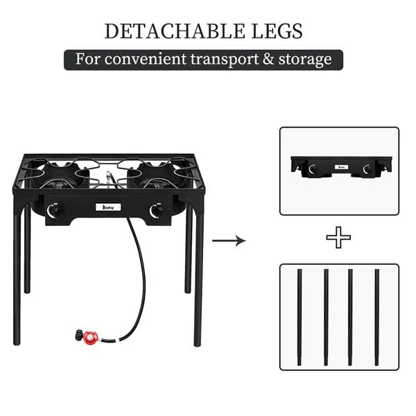 ZOKOP EX72 Double Burner Outdoor Camp Stove Gas Cooker  Portable Cast Iron Patio Cooking Burner