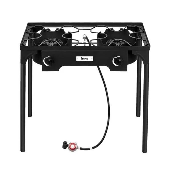 ZOKOP EX72 Double Burner Outdoor Camp Stove Gas Cooker  Portable Cast Iron Patio Cooking Burner